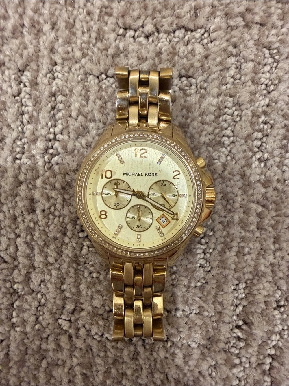 Michael Kors Gold Crystal Accent Chronograph Bracelet Watch